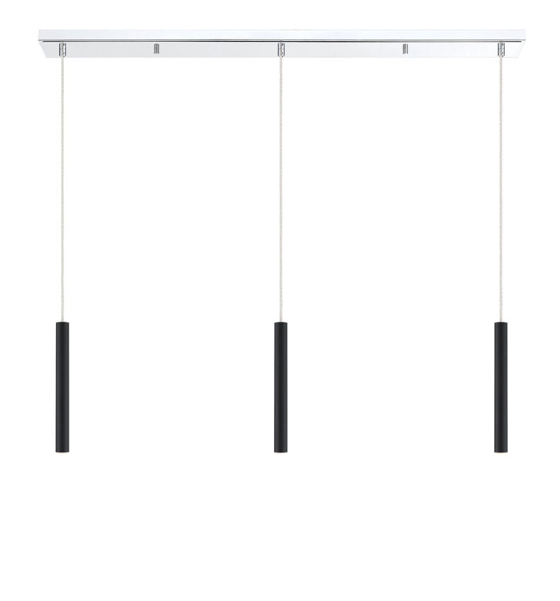 Z-Lite Forest 5" W x 12" H 3-Light LED Chrome Island Light With Matte Black Steel Shade