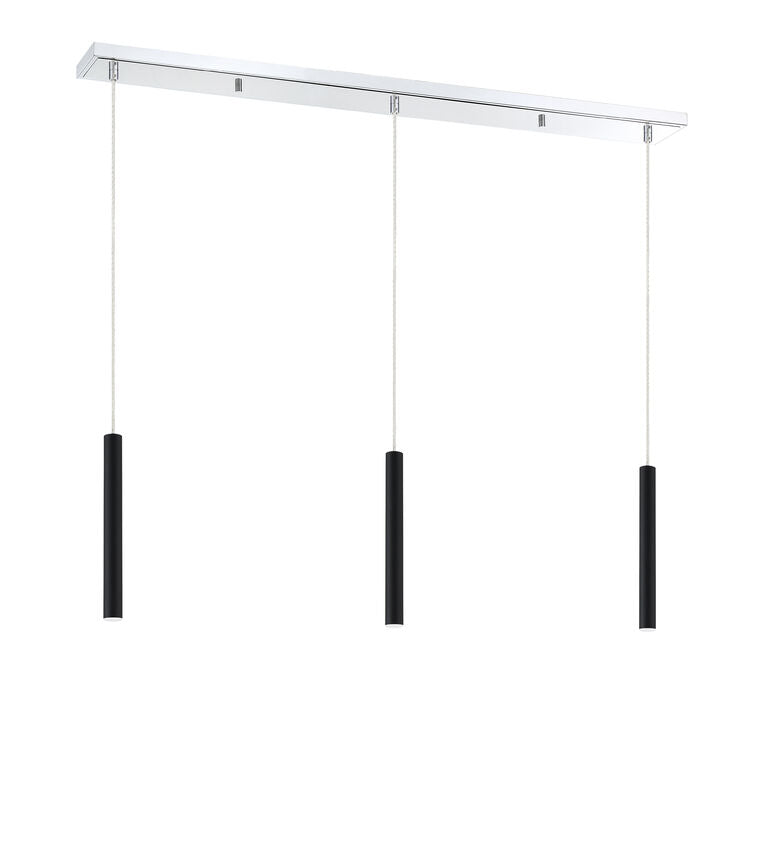 Z-Lite Forest 5" W x 12" H 3-Light LED Chrome Island Light With Matte Black Steel Shade