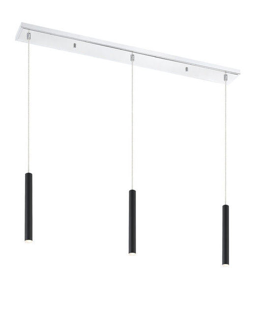 Z-Lite Forest 5" W x 12" H 3-Light LED Chrome Island Light With Matte Black Steel Shade