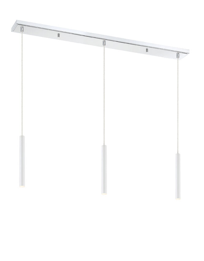Z-Lite Forest 5" W x 12" H 3-Light LED Chrome Island Light With Matte White Steel Shade