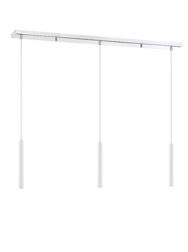 Z-Lite Forest 5" W x 12" H 3-Light LED Chrome Island Light With Matte White Steel Shade