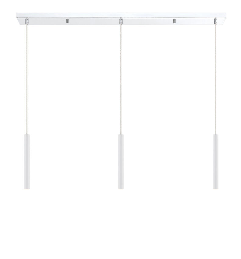 Z-Lite Forest 5" W x 12" H 3-Light LED Chrome Island Light With Matte White Steel Shade