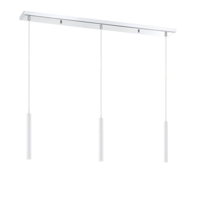 Z-Lite Forest 5" W x 12" H 3-Light LED Chrome Island Light With Matte White Steel Shade