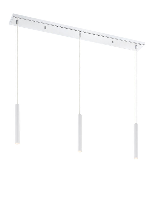 Z-Lite Forest 5" W x 12" H 3-Light LED Chrome Island Light With Matte White Steel Shade