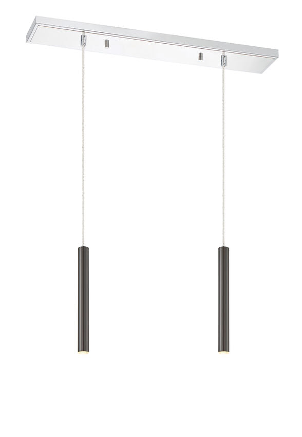 Z-Lite Forest 5" W x 12" H 3-Light LED Chrome Island Light With Pearl Black Steel Shade