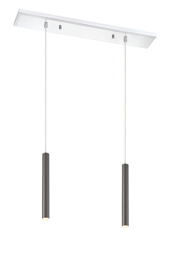 Z-Lite Forest 5" W x 12" H 3-Light LED Chrome Island Light With Pearl Black Steel Shade