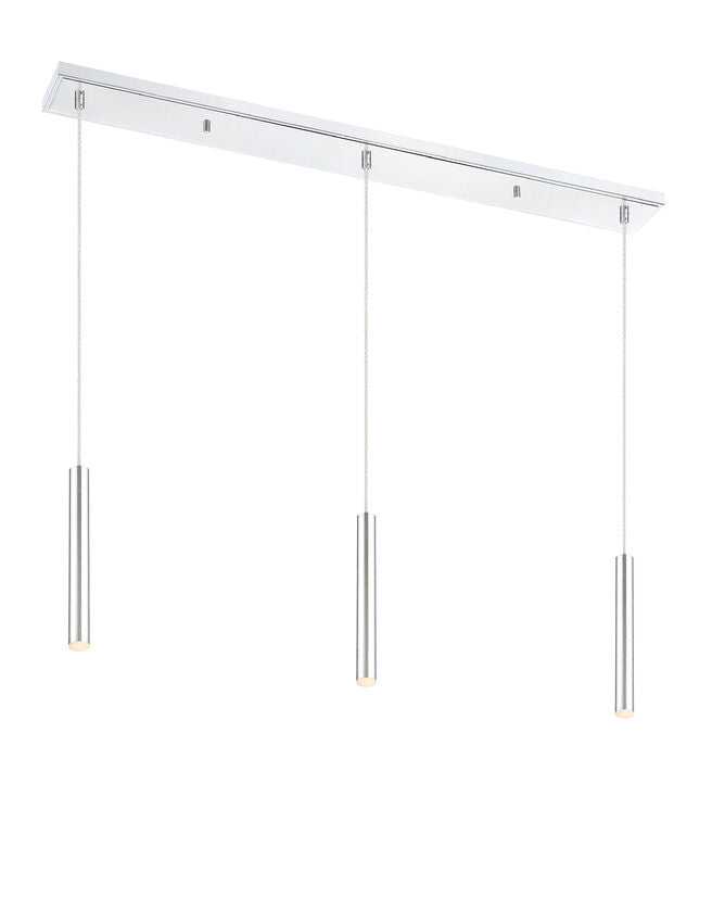 Z-Lite Forest 5" W x 12" H 3-Light LED Chrome Steel Island Light