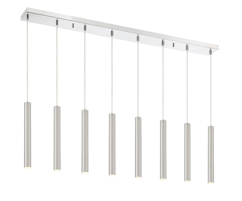 Z-Lite Forest 5" W x 12" H 8-Light LED Chrome Island Light With Brushed Nickel Steel Shade
