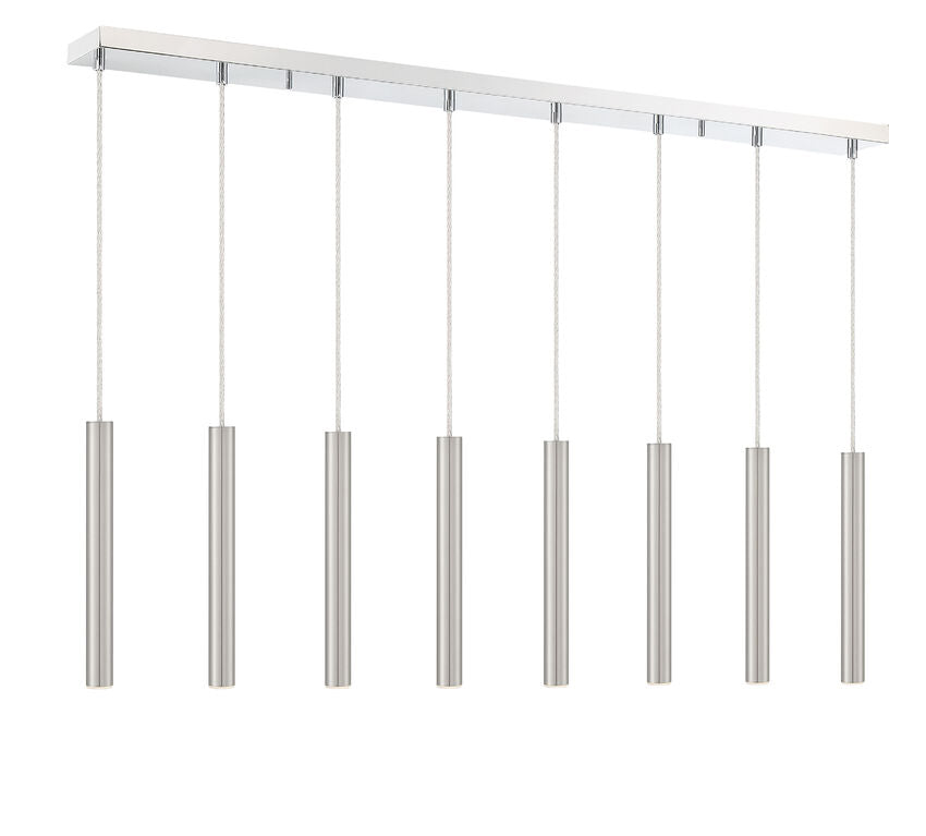 Z-Lite Forest 5" W x 12" H 8-Light LED Chrome Island Light With Brushed Nickel Steel Shade
