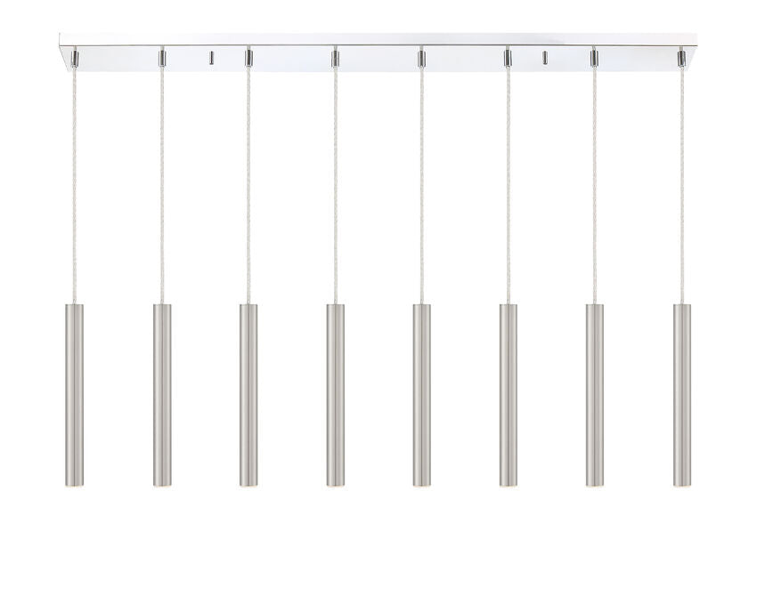 Z-Lite Forest 5" W x 12" H 8-Light LED Chrome Island Light With Brushed Nickel Steel Shade