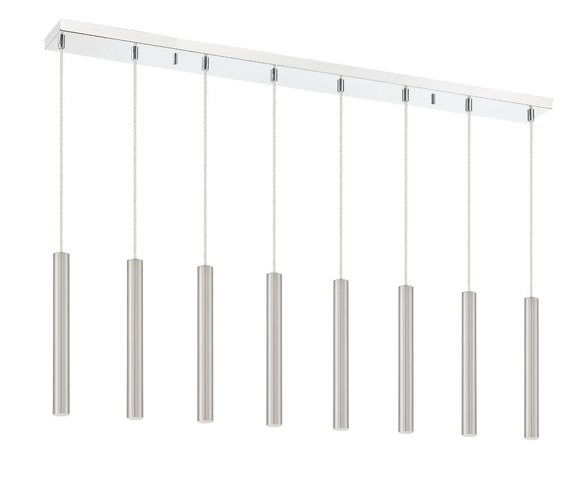 Z-Lite Forest 5" W x 12" H 8-Light LED Chrome Island Light With Brushed Nickel Steel Shade