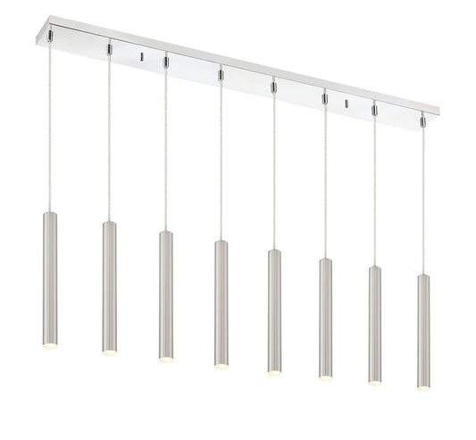 Z-Lite Forest 5" W x 12" H 8-Light LED Chrome Island Light With Brushed Nickel Steel Shade