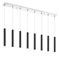 Z-Lite Forest 5" W x 12" H 8-Light LED Chrome Island Light With Matte Black Steel Shade