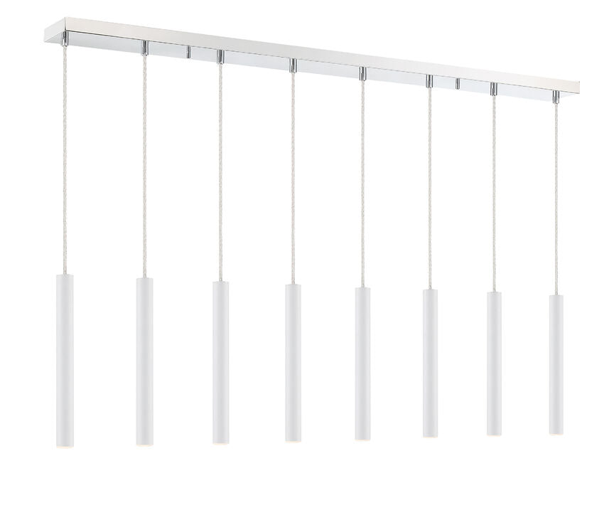 Z-Lite Forest 5" W x 12" H 8-Light LED Chrome Island Light With Matte White Steel Shade