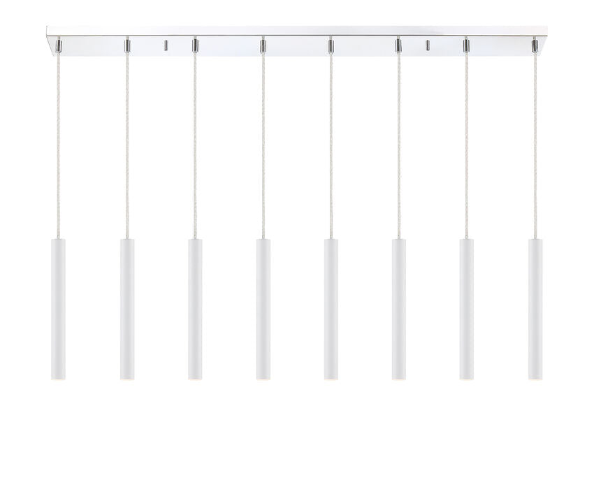 Z-Lite Forest 5" W x 12" H 8-Light LED Chrome Island Light With Matte White Steel Shade