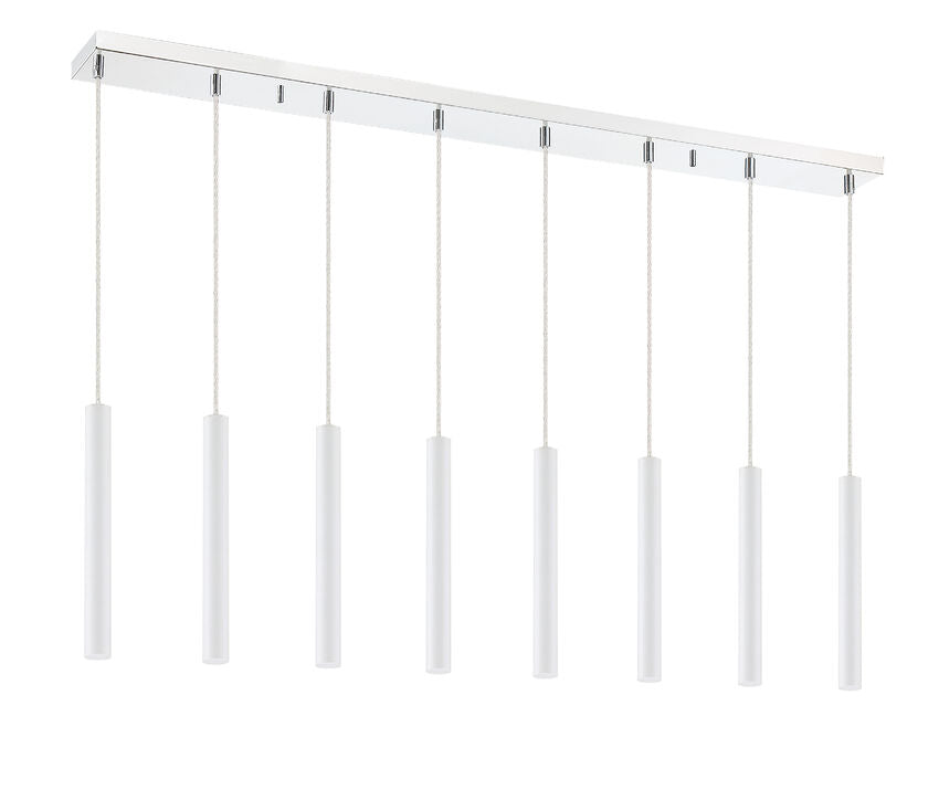 Z-Lite Forest 5" W x 12" H 8-Light LED Chrome Island Light With Matte White Steel Shade
