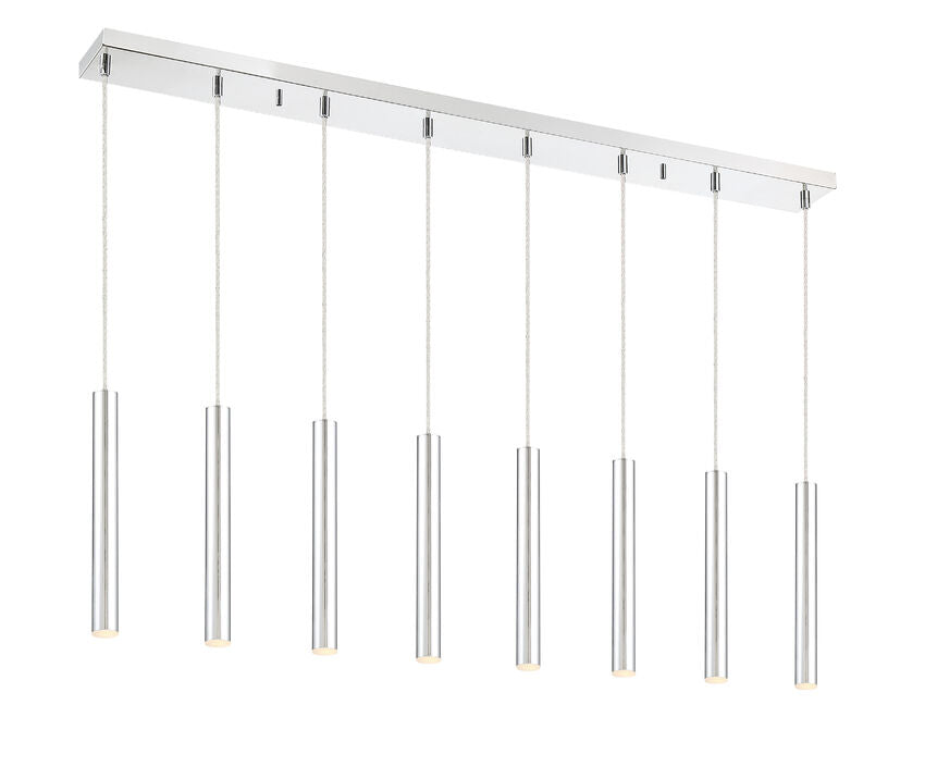 Z-Lite Forest 5" W x 12" H 8-Light LED Chrome Steel Island Light