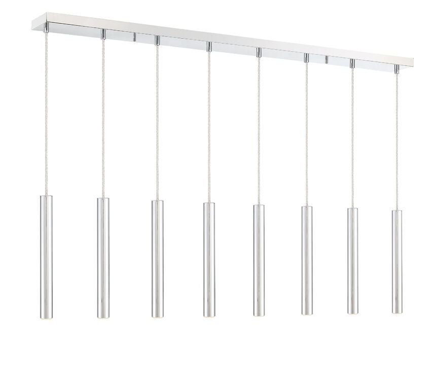 Z-Lite Forest 5" W x 12" H 8-Light LED Chrome Steel Island Light
