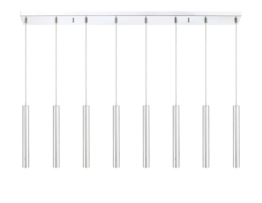 Z-Lite Forest 5" W x 12" H 8-Light LED Chrome Steel Island Light