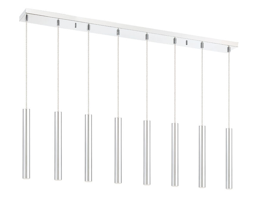 Z-Lite Forest 5" W x 12" H 8-Light LED Chrome Steel Island Light