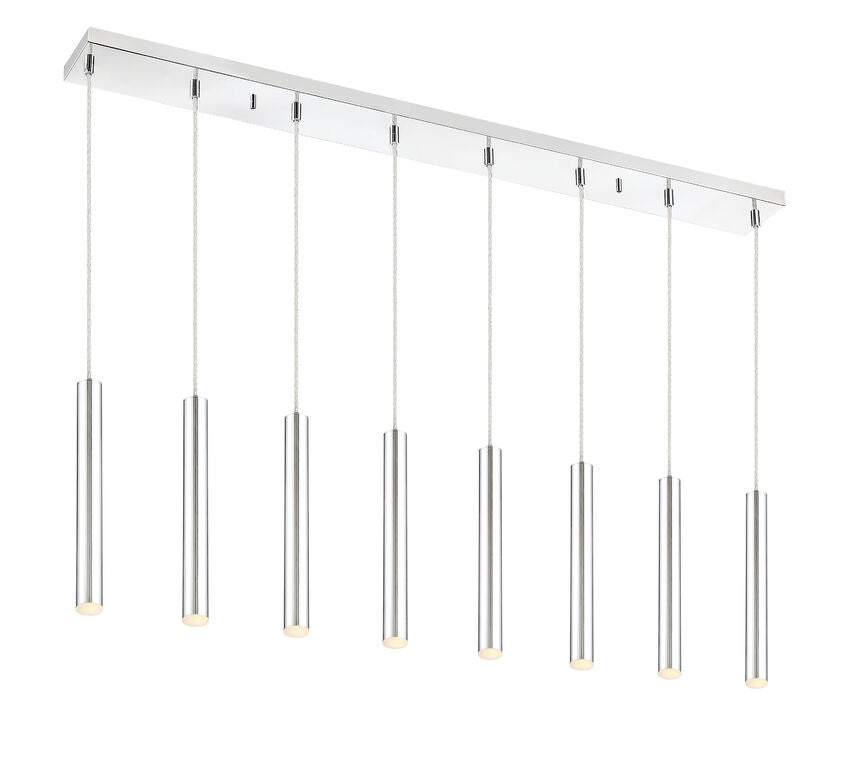 Z-Lite Forest 5" W x 12" H 8-Light LED Chrome Steel Island Light