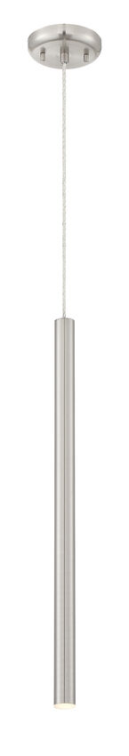 Z-Lite Forest 5" W x 24" H 1-Light LED Brushed Nickel Steel Mini Pendant Light