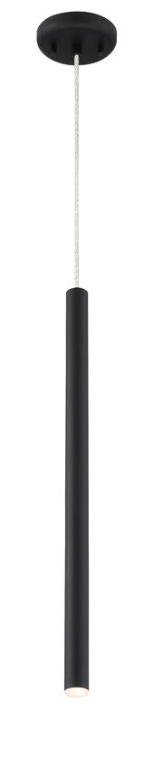 Z-Lite Forest 5" W x 24" H 1-Light LED Matte Black Steel Mini Pendant Light