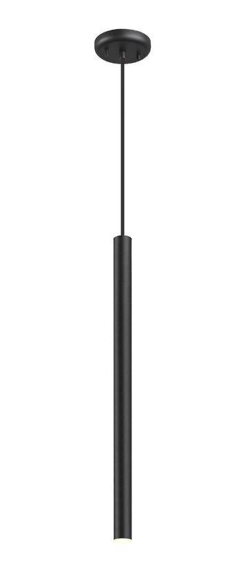 Z-Lite Forest 5" W x 24" H 1-Light LED Matte Black Steel Pendant Light