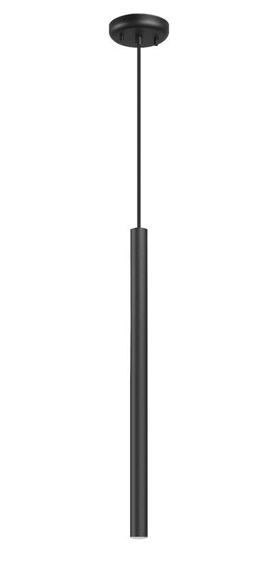 Z-Lite Forest 5" W x 24" H 1-Light LED Matte Black Steel Pendant Light