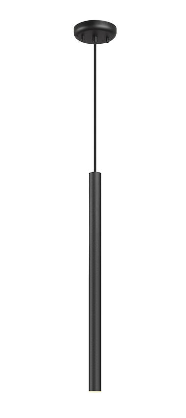Z-Lite Forest 5" W x 24" H 1-Light LED Matte Black Steel Pendant Light