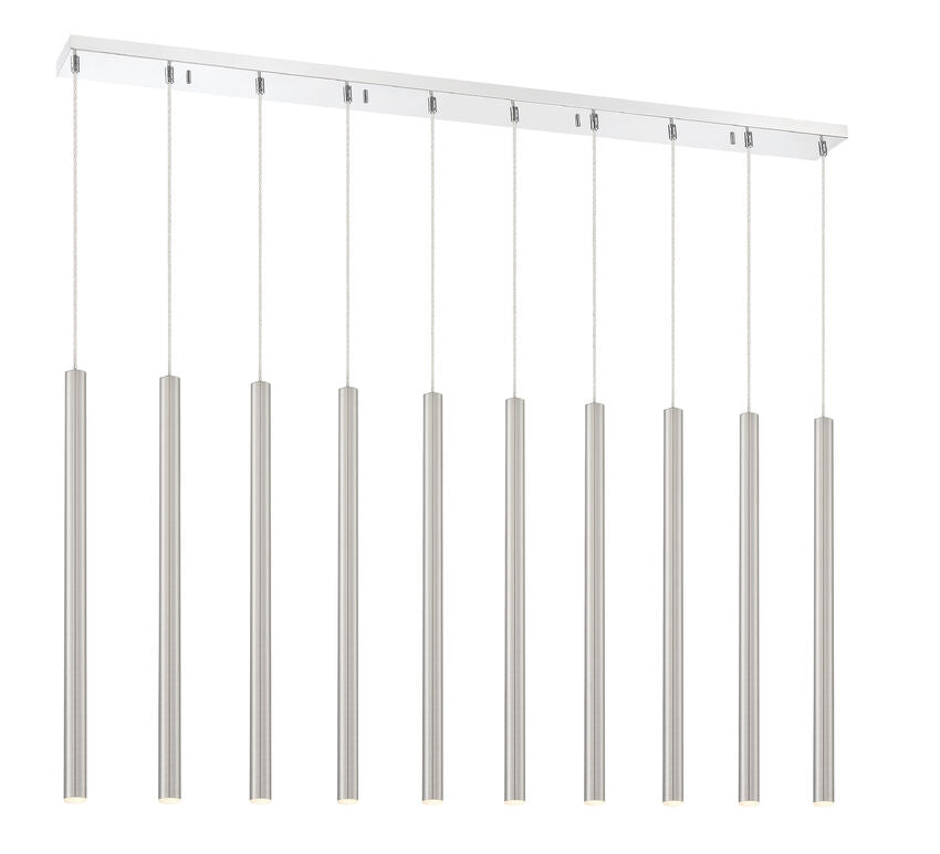 Z-Lite Forest 5" W x 24" H 10-Light LED Chrome Island Light With Brushed Nickel Steel Shade