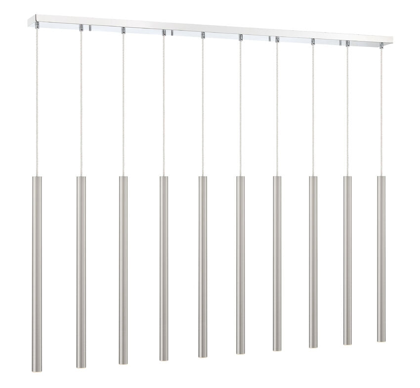 Z-Lite Forest 5" W x 24" H 10-Light LED Chrome Island Light With Brushed Nickel Steel Shade