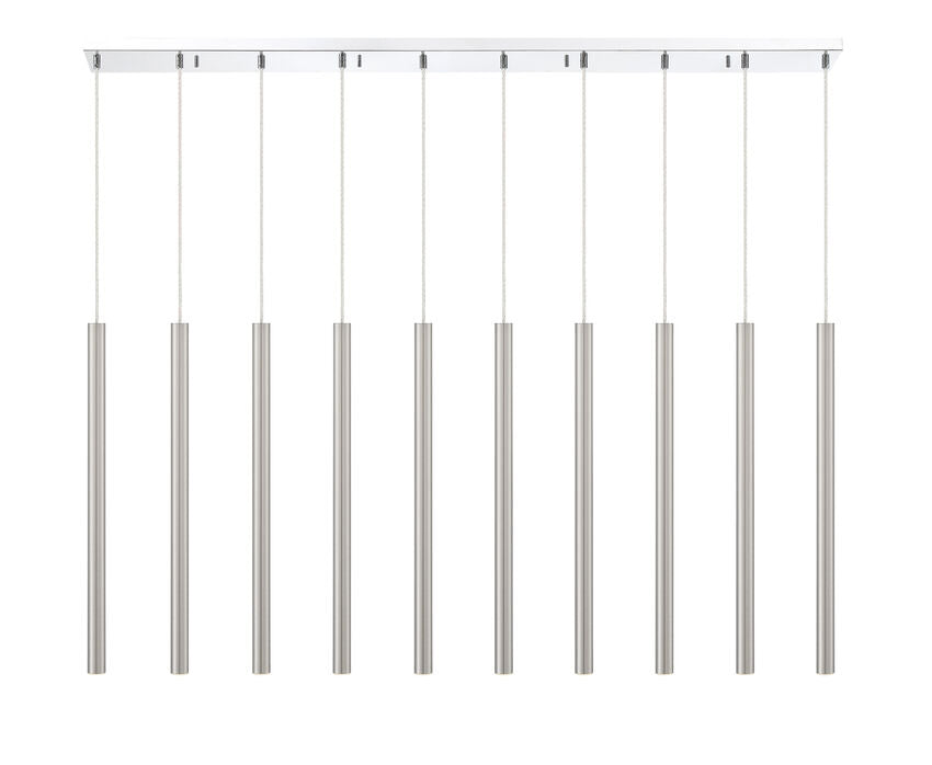 Z-Lite Forest 5" W x 24" H 10-Light LED Chrome Island Light With Brushed Nickel Steel Shade