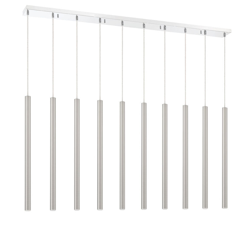 Z-Lite Forest 5" W x 24" H 10-Light LED Chrome Island Light With Brushed Nickel Steel Shade