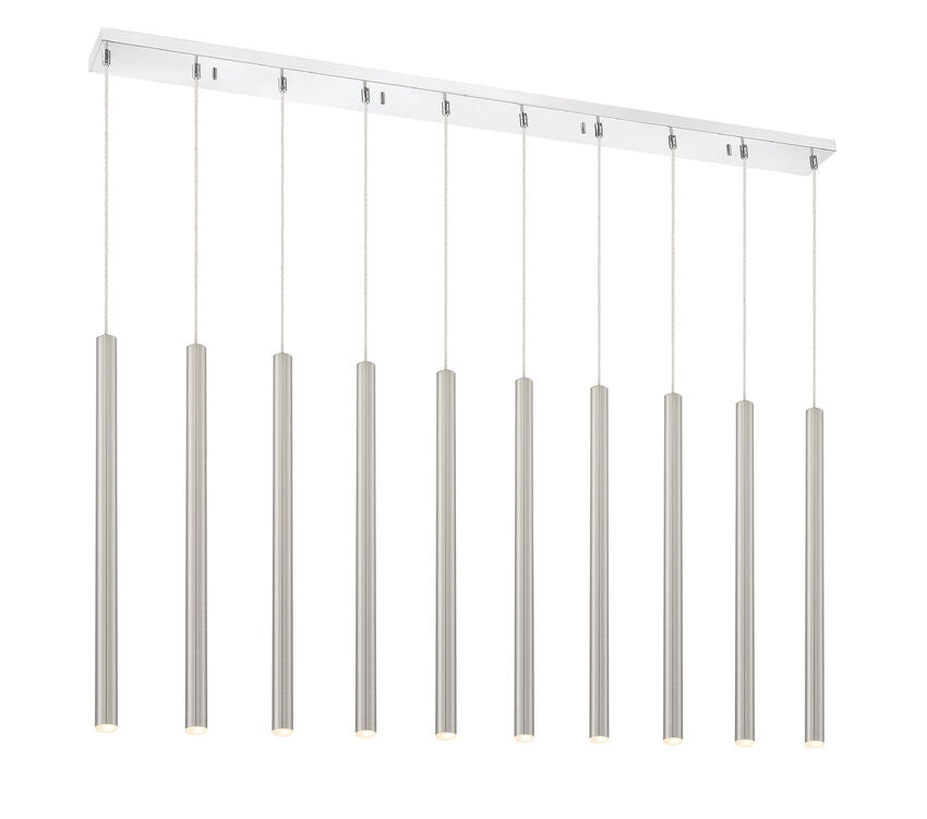 Z-Lite Forest 5" W x 24" H 10-Light LED Chrome Island Light With Brushed Nickel Steel Shade