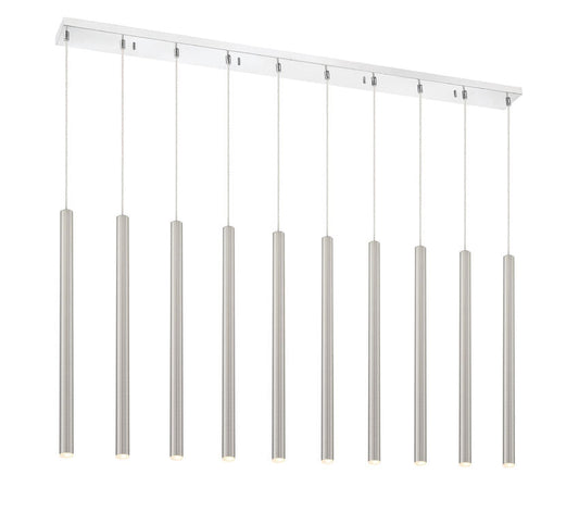 Z-Lite Forest 5" W x 24" H 10-Light LED Chrome Island Light With Brushed Nickel Steel Shade