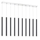 Z-Lite Forest 5" W x 24" H 10-Light LED Chrome Island Light With Matte Black Steel Shade