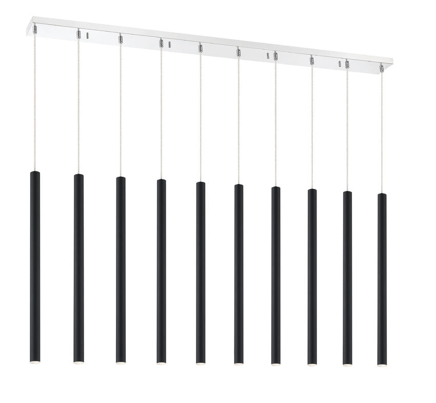 Z-Lite Forest 5" W x 24" H 10-Light LED Chrome Island Light With Matte Black Steel Shade