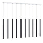 Z-Lite Forest 5" W x 24" H 10-Light LED Chrome Island Light With Matte Black Steel Shade