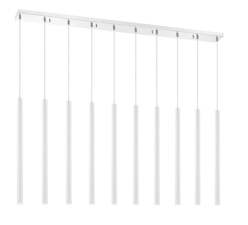 Z-Lite Forest 5" W x 24" H 10-Light LED Chrome Island Light With Matte White Steel Shade
