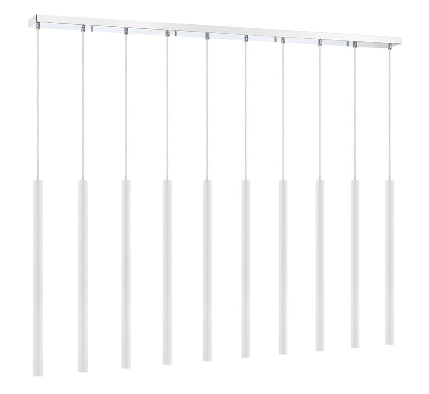 Z-Lite Forest 5" W x 24" H 10-Light LED Chrome Island Light With Matte White Steel Shade