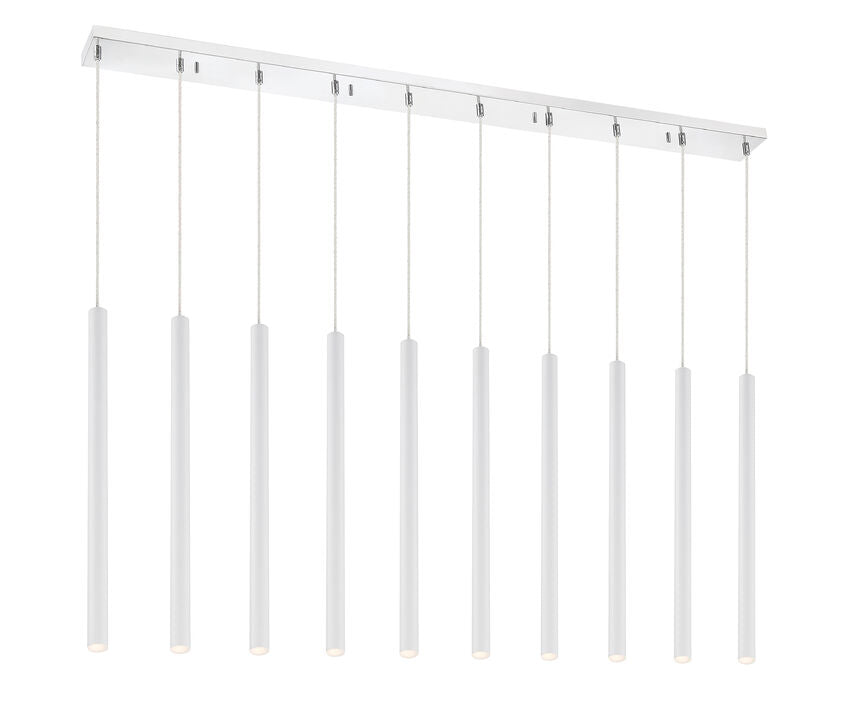 Z-Lite Forest 5" W x 24" H 10-Light LED Chrome Island Light With Matte White Steel Shade