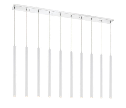 Z-Lite Forest 5" W x 24" H 10-Light LED Chrome Island Light With Matte White Steel Shade