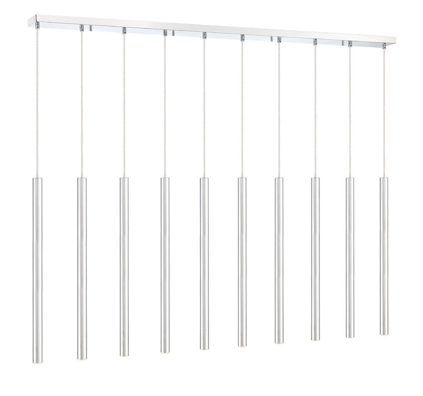 Z-Lite Forest 5" W x 24" H 10-Light LED Chrome Steel Island Light