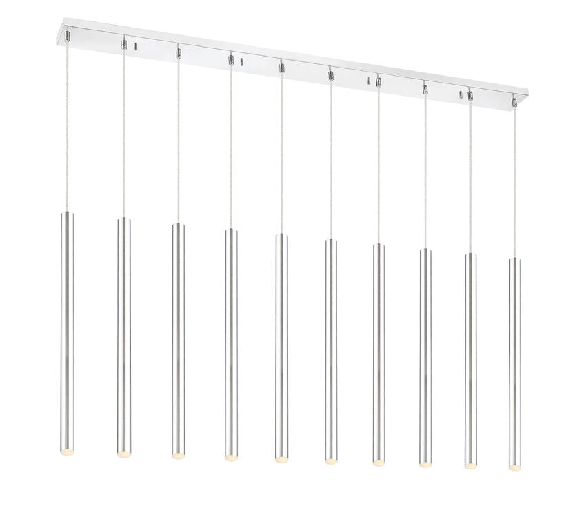 Z-Lite Forest 5" W x 24" H 10-Light LED Chrome Steel Island Light