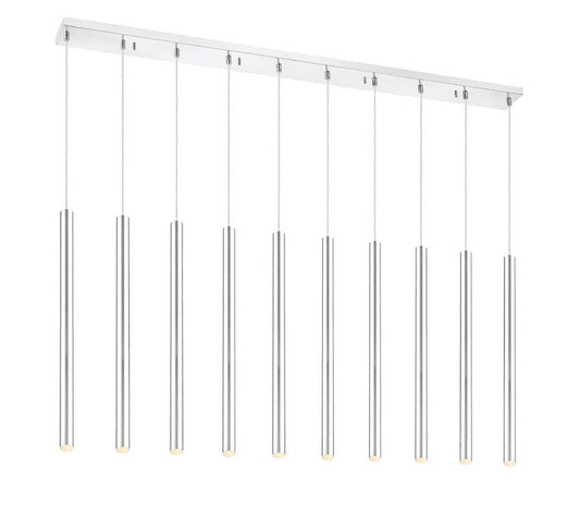 Z-Lite Forest 5" W x 24" H 10-Light LED Chrome Steel Island Light