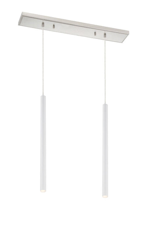 Z-Lite Forest 5" W x 24" H 2-Light LED Brushed Nickel Island Light With Matte White Steel Shade