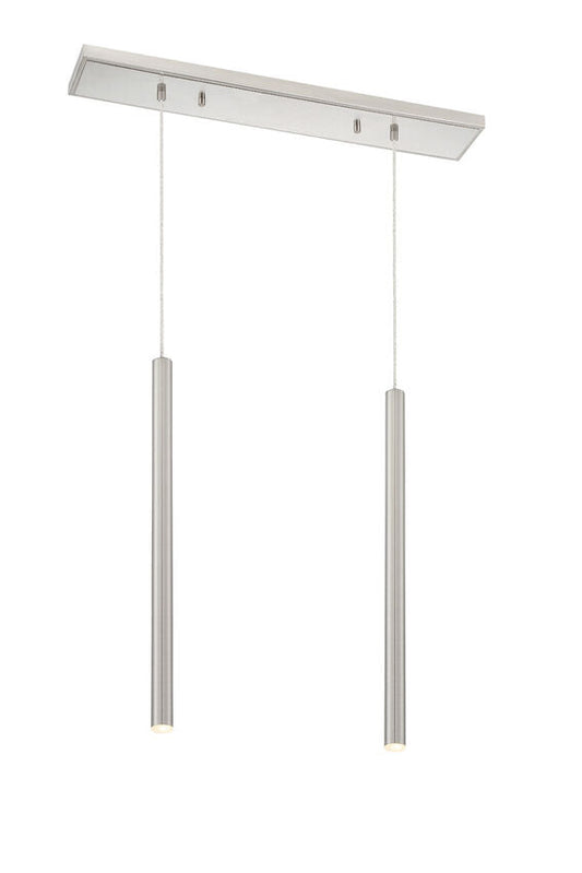 Z-Lite Forest 5" W x 24" H 2-Light LED Brushed Nickel Steel Island Light