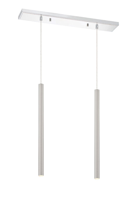 Z-Lite Forest 5" W x 24" H 2-Light LED Chrome Island Light With Brushed Nickel Steel Shade