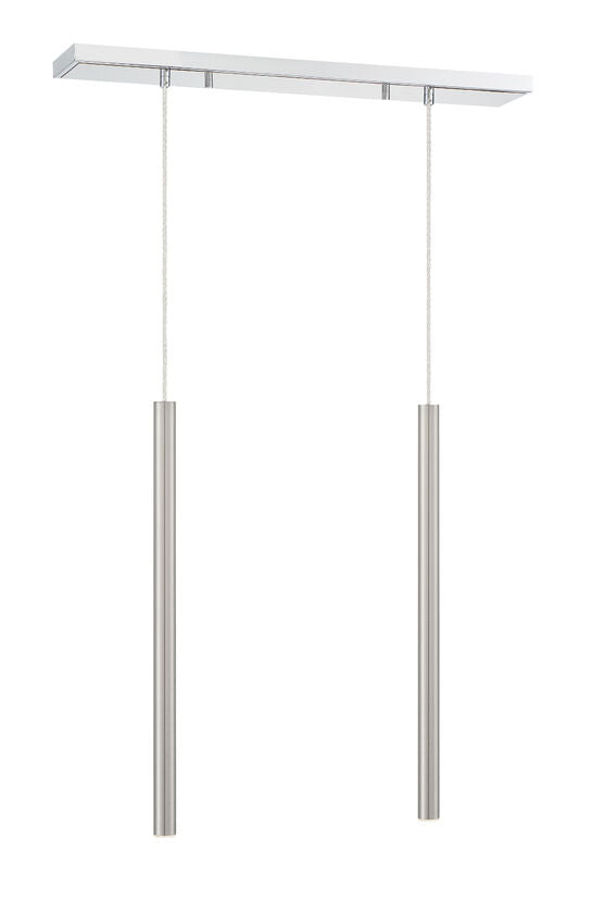 Z-Lite Forest 5" W x 24" H 2-Light LED Chrome Island Light With Brushed Nickel Steel Shade
